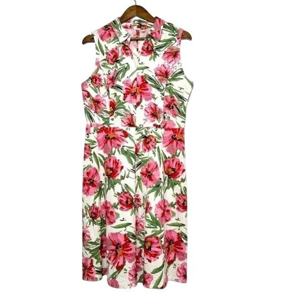 Tahari Linen Blend Pink Floral Sheath Dress Bridal Shower Easter Size 12 Girly